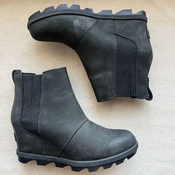 Sorel Joan Of Arctic II Hidden Wedge Heel Black Boot Women 8.5 Waterproof - Picture 1 of 16